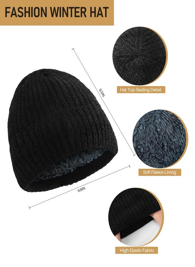Tavaleu Winter Beanie Hat Scarf Gloves Touchscreen Gloves Skull Cap Gloves Neck Warmer Set with Fleece Lined, Black New 2025 - Image 4